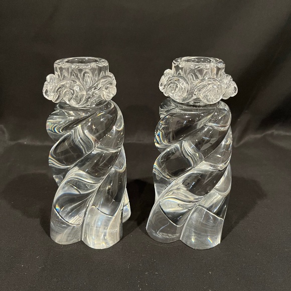 Pristine Pair BACCARAT Crystal "Aladin" CANDLESTICK CANDLE HOLDERS - 6" Tall - Picture 1 of 6